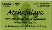 Café Atchafalaya restaurant business card
