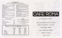 Cafe Roma restaurant menu with coupons
