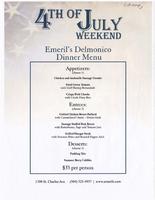 Emeril's Delmonico restaurant 4th of July menu.