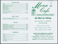 Mona's Café restaurant menu
