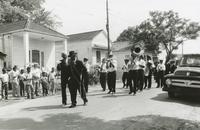 Eureka Brass Band marching and playing for funeral