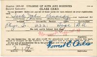 College of Arts and Sciences Class Card