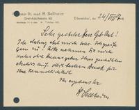 Signature of Hugo Sellheim (b.1871, d.1936), German pioneer in gynecology & obstetrics