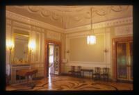 Large Gatchina Palace, interior, antechamber with marble fireplace & parquet floor