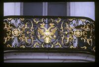 Catherine Palace, Catherine Park 1, park facade, balcony, ornamental railing with Imperial Regalia
