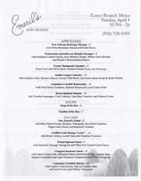 Emeril's New Orleans restaurant Easter brunch menu