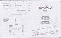 Streetcar Bistro restaurant menu