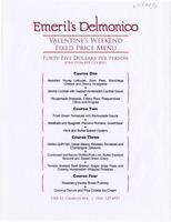 Emeril's Delmonico restaurant Valentine's weekend menu