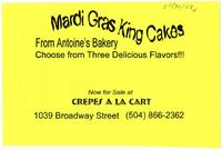 Flyer for king cakes from Crepes a la Cart