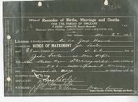 Marriage license:  John and Thelma Toole